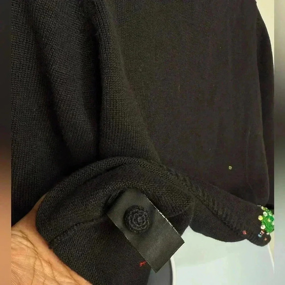 Vintage Michael Simon Cardigan Christmas Trees Embellished sweater Size Medium - Picture 9 of 12